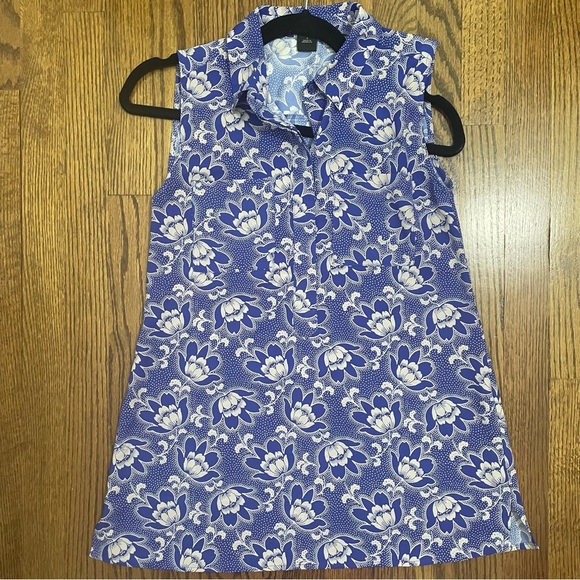 Ann Taylor Blue Floral Sleeveless Blouse - Picture 6 of 11